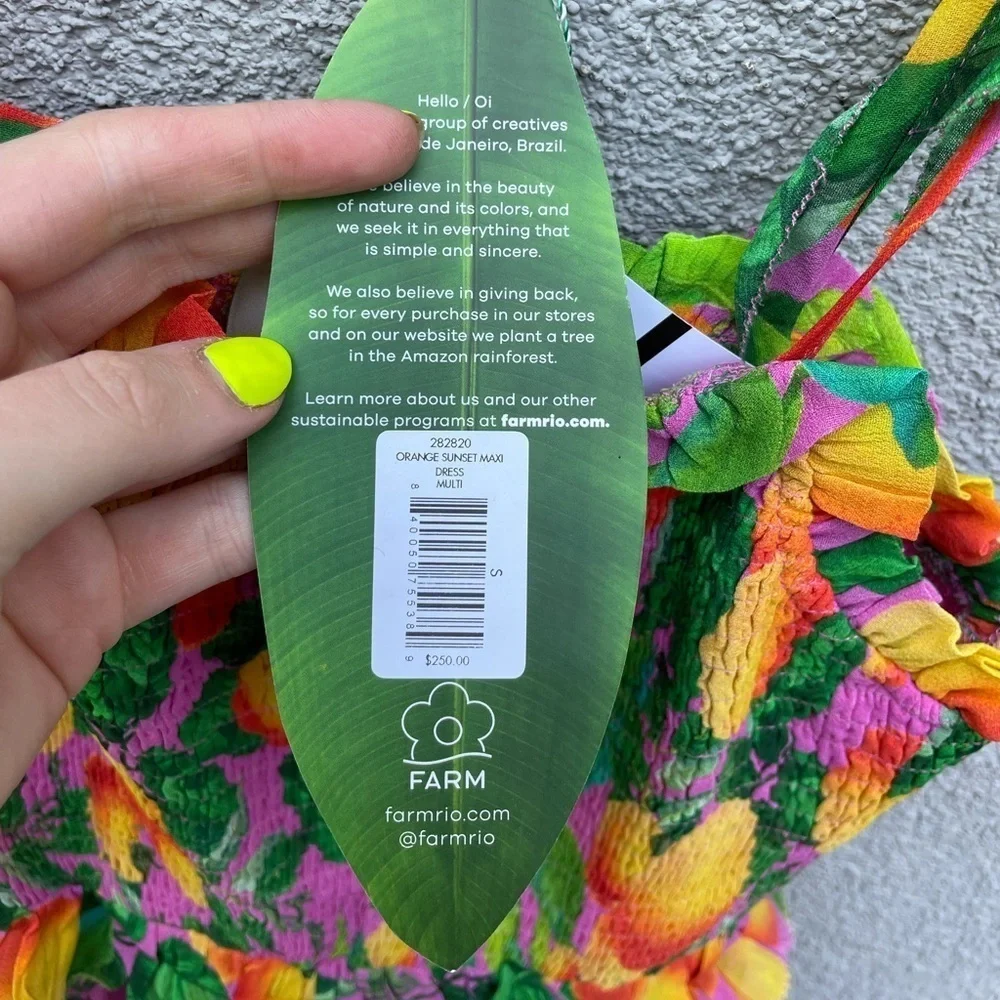 FARM Rio Orange Sunset Maxi Dress NWT! New with tags!! - Picture 6 of 12